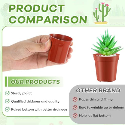 Yaomiao 200 Pcs 2 Inch Red Mini Nursery Pots with Drainage Holes - color: Red, size: 2 Inch