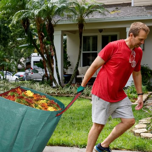 2‑Pack 40 Gallon Garden Leaf Bags, Reusable Dustpan Yard Waste Sacks