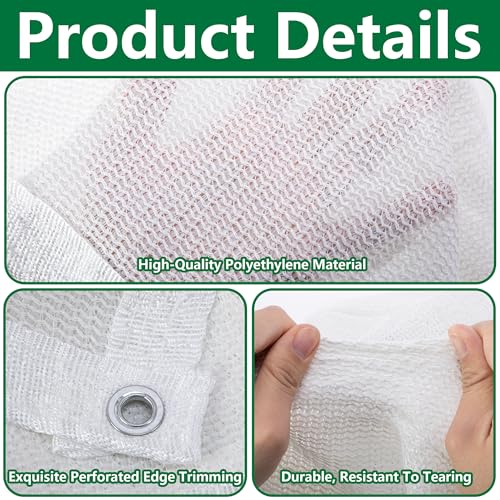 6.6 x 6.6 Ft Plant Sun Shade Cloth, 60% Shading White Sun Protection Net - color: 2x2m