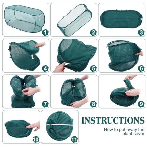 2 Pack Pop Up Garden Row Cover, 39x18x16 for Raised Beds - color: Green