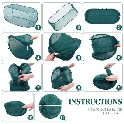 2 Pack Pop Up Garden Row Cover, 39x18x16 for Raised Beds - color: Green