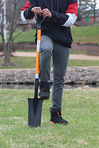Ashman Drain Spade Shovel (1 Pack) - 48 Inches Long Handle Spade with D Handle Grip - Durable Handle with a Thick Metal Blade - Multipurpose Premium Quality Orange Shovel. - size: 1 Pack, style: Drain Spade Shovel