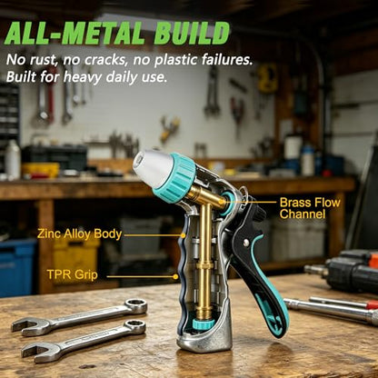 Heavy Duty High Pressure Hose Nozzle for Garden Hose with Rear Trigger Lock