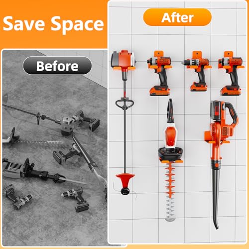 Wall-Mounted Weed Wacker Hanger, Garage Tool Organizer, 1 Pack Orange - color: orange 1 Pack