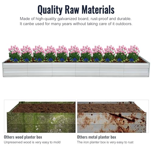 Galvanized Raised Garden Bed Kit, Metal Planter for Vegetables & Herbs, 16x3x1FT, Easy Assembly - size: 16x3x1FT