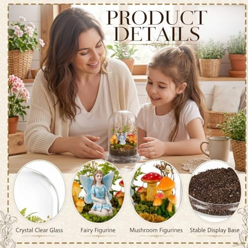 Hushee 5 Pack Decorative 1 Glass Cloche Dome 6.3'' x 4.7'' - No Plants - size: 6.3'' X 4.7''