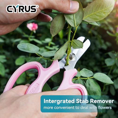 Pink Stainless Steel Floral Shears with Integrated Stab Remover - style: Pink