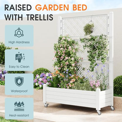 Elevated Raised Garden Bed with Wheels,Medium Ashen-61.2" h - color: Medium Ashen, size: 61.2"h