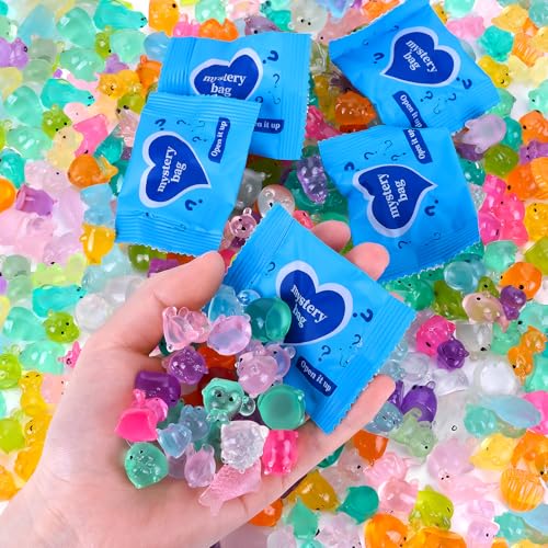 220 pcs Mini Resin Animals Blind Bags, Luminous Mini Resin Animal Figurines for Fairy Garden, Dollhouse, DIY Craft Decor, 50+ Animal Combination Sets for Adults - color: 200pcs