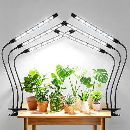 Tri-Head Clip Grow Lights for Indoor Plants, Full Spectrum Plant Lights. - size: 3 Heads(Pack 2)
