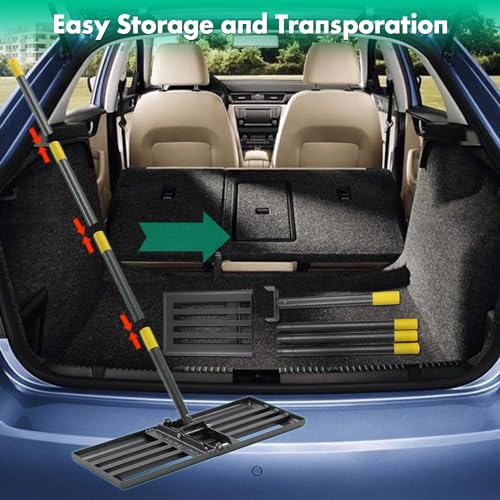 Lawn Leveling Rake,Folding 30x10 Inch Ground Plate,70 Inch Adjustable Long Handle Yard Level Tool with Curved Edge,Heavy Duty Landscaping Lawn Leveler for Grass, Golf Field, Soil Sand Dirt Spreader - size: Foldable 30"x10", 78"