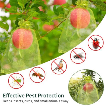 50 Pcs Fruit Protection Bags, 8×12 in Mesh Cover Nets for Tree, Green - color: Green, size: 8×12 in