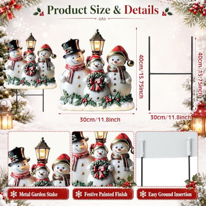 RattanView Christmas Snowman Yard Sign Outdoor Snowman Yard Decoration with Stakes Waterproof Garden Lawn Stake Sign Decoration for Xmas Patio Lawn Walkway Courtyard Party Decor - style: Snowman