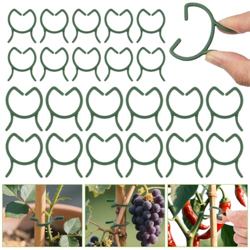 AUAUY 210 Pcs Plant Clips, Green Garden Clips Plastic Plant Rings, M+L - size: Small+Large
