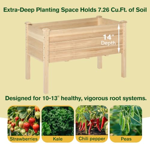 BlueWish 49x25x30in Raised Garden Bed with Extra Deep 16" Depth - color: Natural, size: 2 x 4 FT(16" Depth)