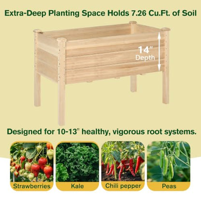 BlueWish 49x25x30in Raised Garden Bed with Extra Deep 16" Depth - color: Natural, size: 2 x 4 FT(16" Depth)