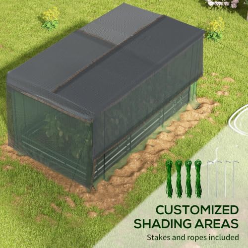 Outsunny 7.3 x 3.4 x 1 ft Galvanized Raised Garden Bed with Cover Dark Gray