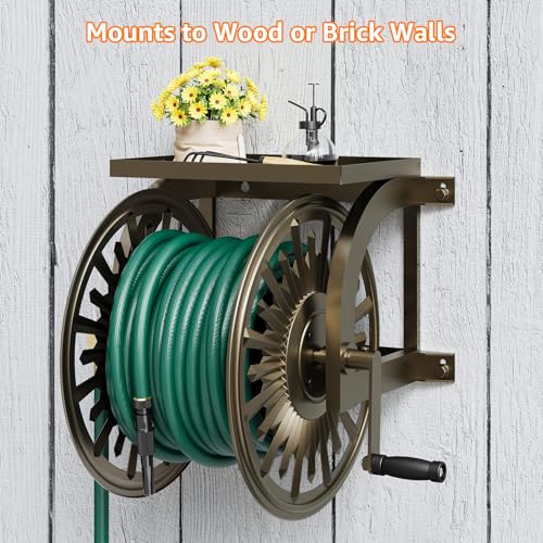 GOFORWILD Wall Mount Garden Hose Reel, Holds 200-Feet of 5/8-Inch Hose