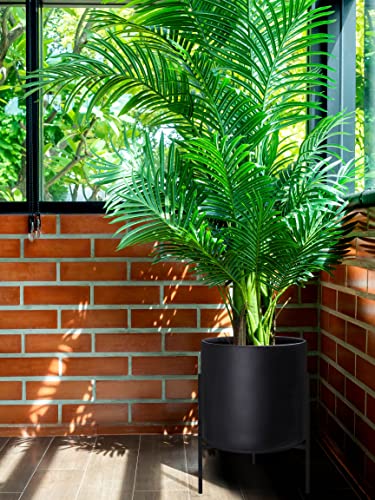 D'vine Dev Cylinder Planter Pot with Metal Stand, Black, 12 in, 96-T-B-3 - color: Black, size: Large 12 Inch