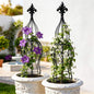 2-Pack Iron Garden Obelisk Trellis, 30" Rose Climbing Plant Support - color: Classic Fleur-de-Lis Obelisk Trellis