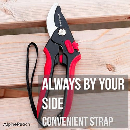 AlpineReach Pruning Shears Set Bypass and Anvil for Gardening, Sharp Ergonomic Pruners, Adjustable Soft Handle for Small & Large Hands, Heavy Duty High Carbon Steel Blade, Secateurs, Gift Box - style: Pruning Shears Set