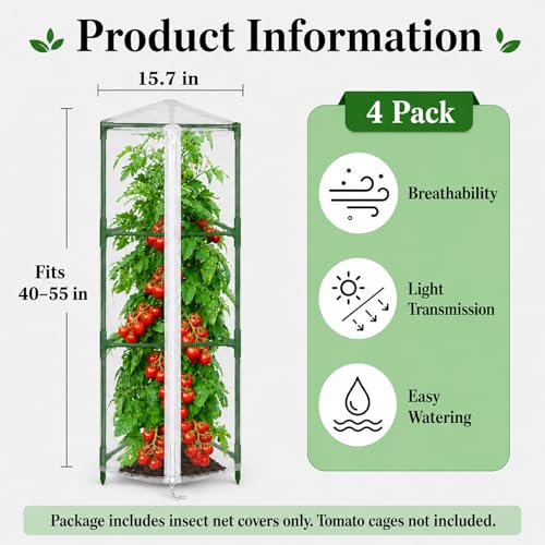Halatool Garden Tomato Plant Cover Netting, Fits 40–55" Tomato Cages - size: 45 Inch