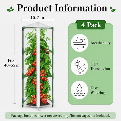 Halatool Garden Tomato Plant Cover Netting, Fits 40–55" Tomato Cages - size: 45 Inch