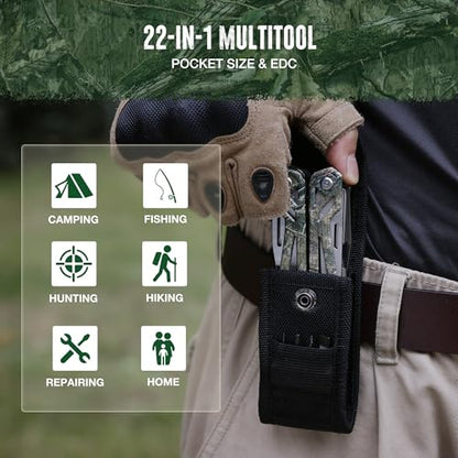 MOSSY OAK 21-in-1 Multitool, Stainless Steel Pliers with Pocket Knife - color: 22-in-1, Camo