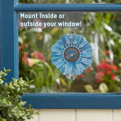 Taylor Silicone Suction Cup Thermometer - Blue Daisy Design - color: Blue
