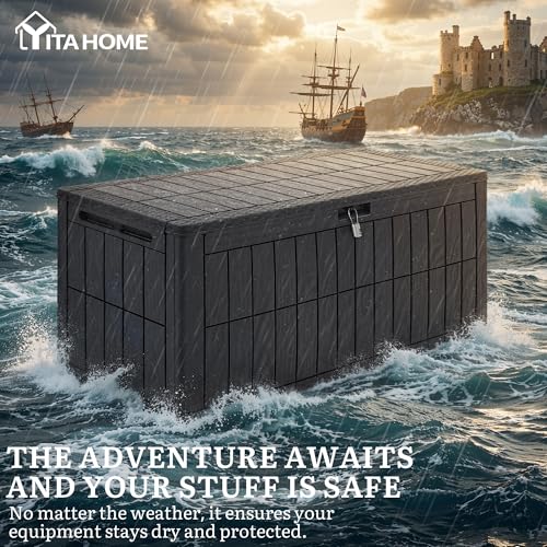 YITAHOME 110 Gallon Outdoor Deck Box - color: Dark Gray, size: 110 Gallon