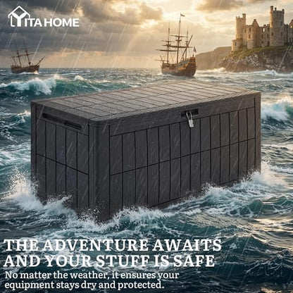 YITAHOME 110 Gallon Outdoor Deck Box - color: Dark Gray, size: 110 Gallon