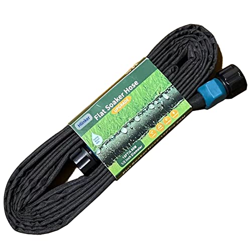 Hlinker Flat Soaker Hose 15 FT for Garden Beds, 15Ft 1/2" Linkable Consistent Drip Irrigation Hose Save 80% Water, Leakproof Heavy Duty Double Layer Sprinkler Hose - size: 15FT