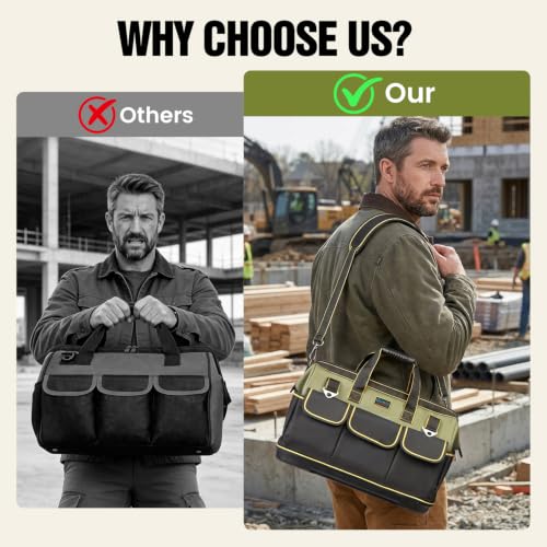 20 Inch Heavy Duty Tool Bag, 16-Pocket Tool Box Organizer, Green - color: Green, size: 20 Inch