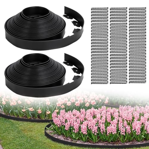 Landscape Edging Border, 2 in x 100 ft No Dig Garden Border, 150 Spikes - size: 100FT-2inch
