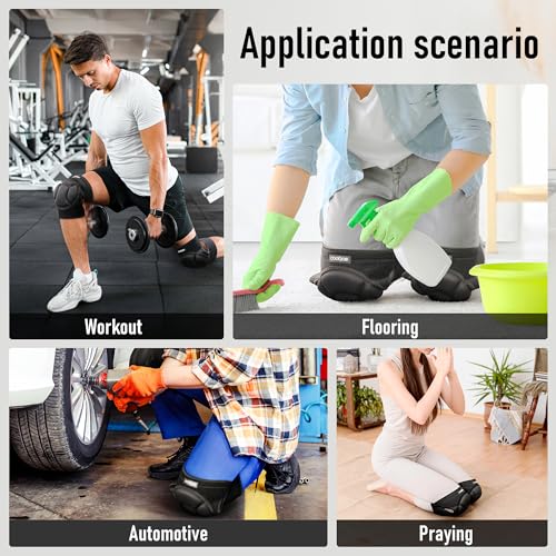 COOLJOB Men Women Knee Pads for Gardening Work Floor Cleaning with Foam Pad - color: Black