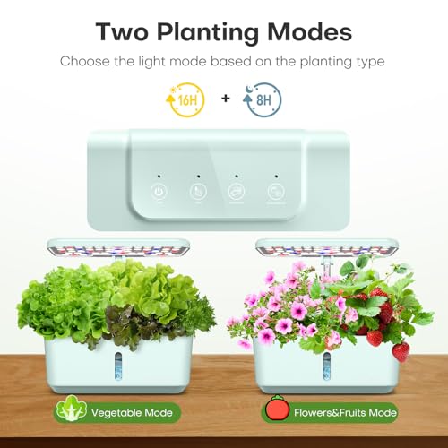 Ahopegarden Indoor Garden Hydroponics Growing System: 10 Pods Kit with LED - color: Blue