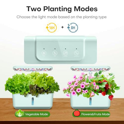 Ahopegarden Indoor Garden Hydroponics Growing System: 10 Pods Kit with LED - color: Blue