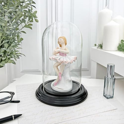 Plymor 4" x 7" Small Glass Display Dome Cloche (Black Wood Veneer Base) - color: Black Wood Veneer Base