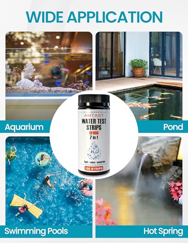 7 in 1 Water Test Strips 100Pcs Pool Test Strips Pool Water Testing Kit Test for PH, Total Chlorine, Free Chlorine, Total Alkalinity, Cyanuric Acid, Total Hardness, Bromine (Model DF006) - color: DF006