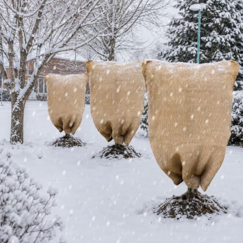 2-Pack Burlap Fabric Plant Bags - 32 X 40 Inch Winter Plant Cover Freeze Protection, Reusable Burlap Sacks Plant Frost Cloth for Outdoor Plants, Cold Weather Tree Wrap for Trees, Bushes & Garden - size: 32*40inch-2Pack