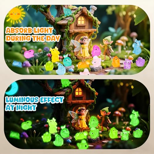 100PCS Resin Animals Glow in The Dark Mini Luminous Figurines Blind Bags