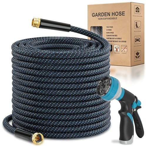 100ft Garden Hose, Flexible Water Hose with 10-Function Nozzle, Lightweight, Kink-Free, Wear-Resistant Outdoor Hose, 3/4" Rustproof Fittings for Yard, Car Wash, Pet - size: 100FT