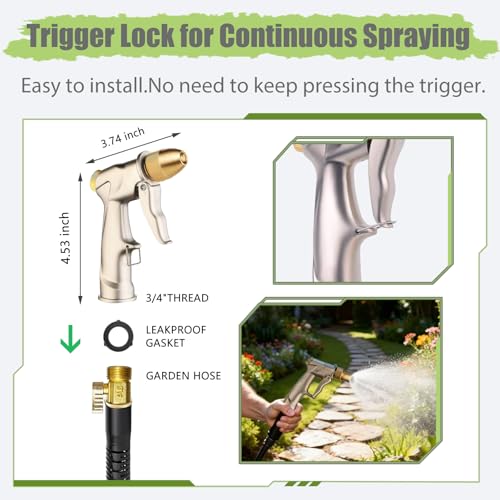 Heavy Duty Metal Hose Nozzle, High Pressure Garden Hose Nozzle