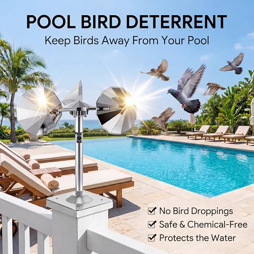 2 Pack Reflective Spinning Bird Deterrents, Wind-Powered Aluminum Alloy