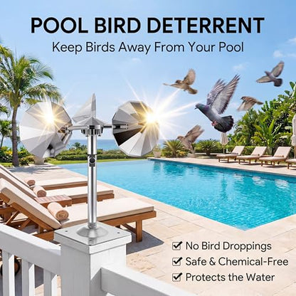 2 Pack Reflective Spinning Bird Deterrents, Wind-Powered Aluminum Alloy