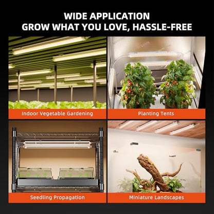 Spider Farmer 3FT T5 LED Grow Lights for Indoor Plants, 5000K 3000K 660nm Full Spectrum 200W (8x25W), IP65 Waterproof Linkable LED Plant Light Strips, 8-Pack for Seed Starting Hydroponics - size: 200W, Standard