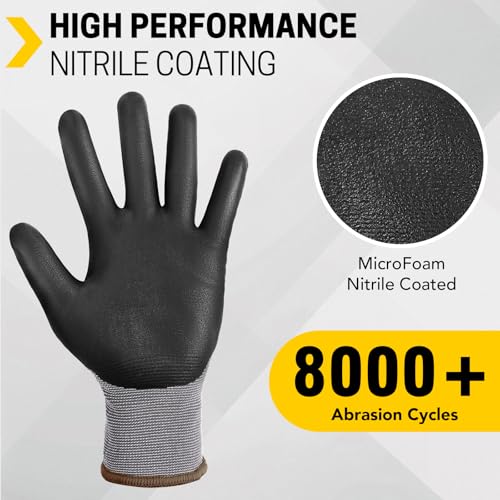 FURWEY Work Gloves, 16/32Pairs Nitrile, Seamless Nylon Knit - color: Black Gray, size: X-Large