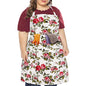 LOLOMLO Oversize Canvas Cotton Apron, Extra Large Aprons with Long Strap, Adjustable Neck Tear Resistant Plus Size aprons - color: Roses on White Canvas