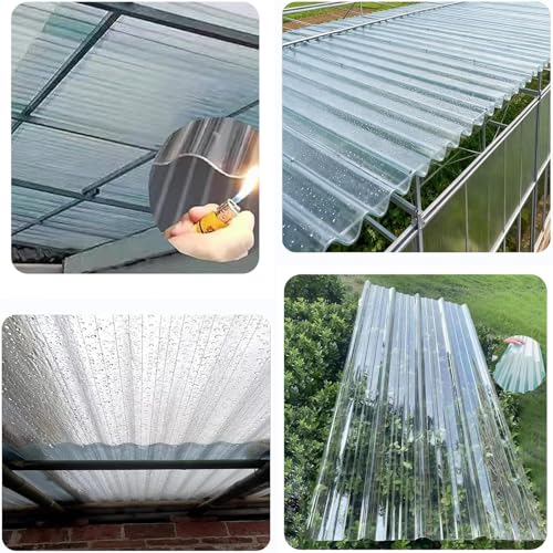 6 PCS Polycarbonate Greenhouse Panels Splicable Corrugated Plastic Sheets - size: 6 Pcs 3.9 ft x 3 ft