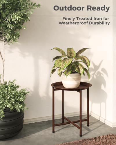 Bamworld Metal Plant Stand 15 (Brown) - color: Brown